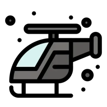 a black and white helicopter icon