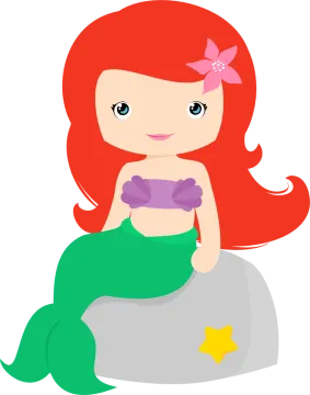 a little mermaid sitting on top of a rock