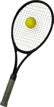 a tennis racket with a ball on it
