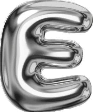 the letter e is made out of shiny metal