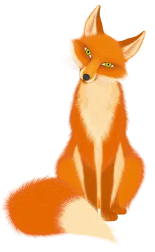 a red fox sitting on the ground