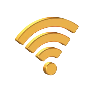 a golden wi symbol on a white background