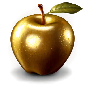 an apple with a leaf on top of it