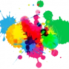 colorful paint splashs on white background