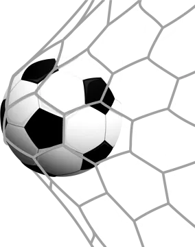 a soccer ball is coming out of the net