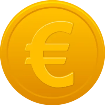 a gold coin with the euro symbol