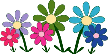 three colorful flowers clipart