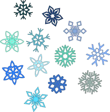 a set of six snowfls