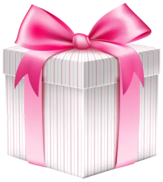 a pink gift box with a bow