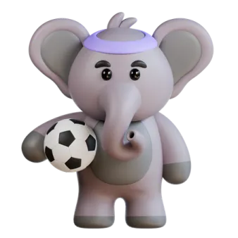 an elephant is holding a soccer ball