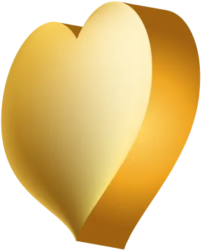 a golden heart with a white background