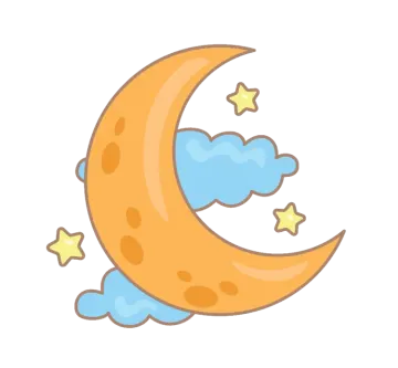 a cartoon moon with stars and clouds