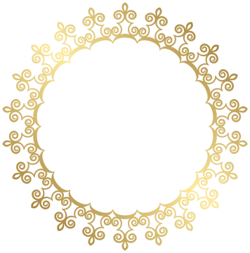 a circular frame with swirls in gold