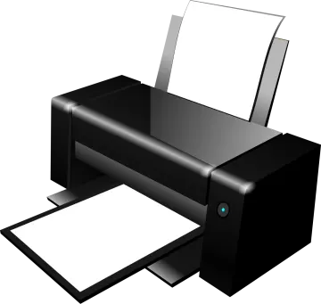 a black printer on a white background