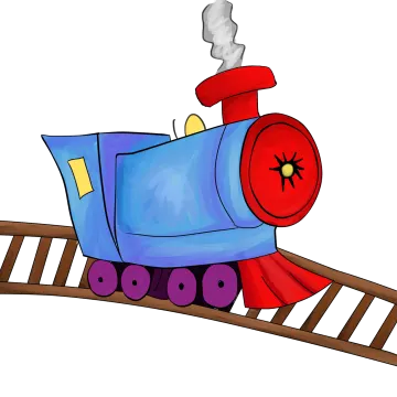 a cartoon train with smoke coming out of it