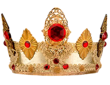 a gold crown with red stones on it