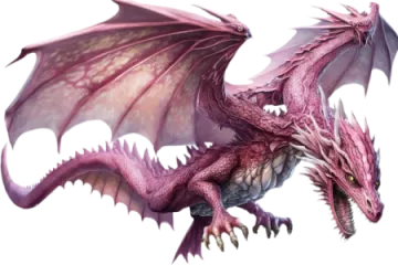 a pink dragon with its wings spread out