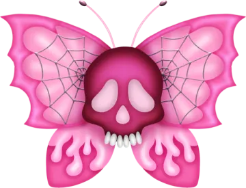 a pink butterfly with black and white wings