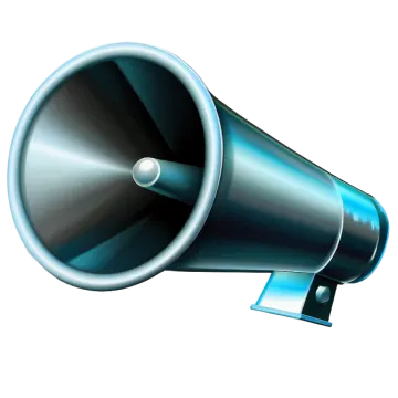 a blue megaphone on a white background