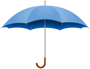 a blue umbrella on a white background