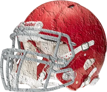 a red and white football helmet on a white background