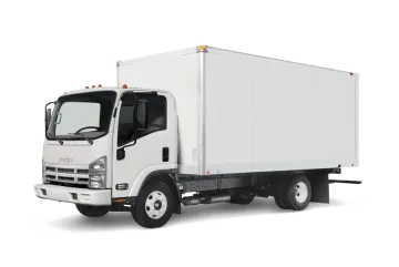 a white truck with a box on the back