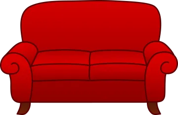 a red couch clipart