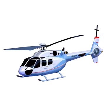 a white helicopter with red and blue trims