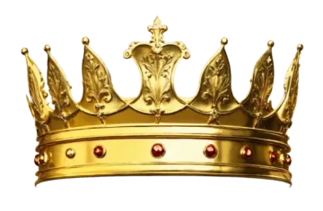 a gold crown with red gems on it