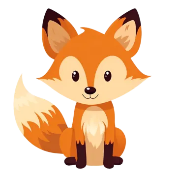 a cartoon fox sitting on the ground