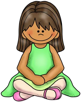 a little girl sitting on the floor with her legs crossed