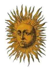 a drawing of a sun with a face