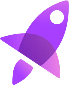 a purple rocket on a white background