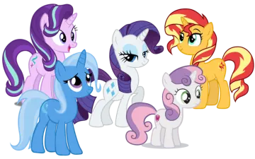 a group of ponys with different colors