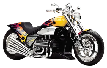 a motorcycle with flames painted on it