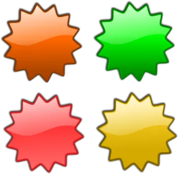 a set of four different colored stars