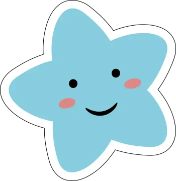 a blue star with a smiling face
