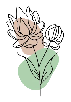 a line drawing of two flowers