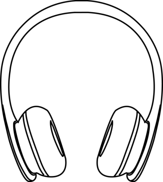 a black and white drawing of headphones