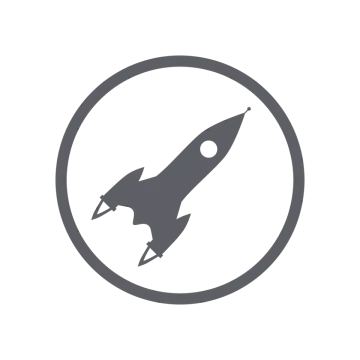 a rocket icon in a circle