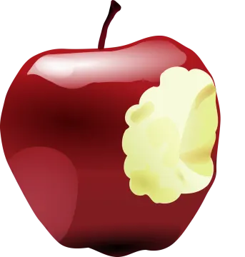 an apple with a bite in the middle
