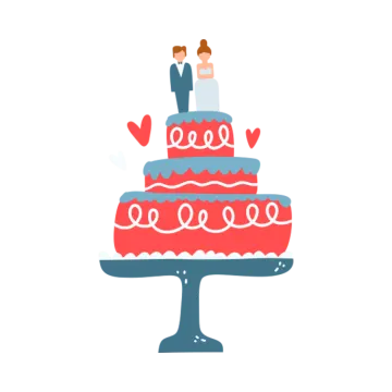 a couple standing on top of a wedding cake