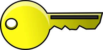 a yellow key with a black handle