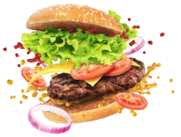 a hamburger on a white background