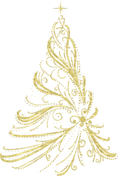 a gold christmas tree on a white background