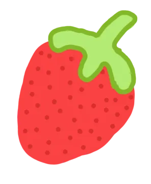 a strawberry with green paint on it