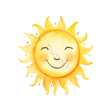 a watercolor drawing of a smiling sun