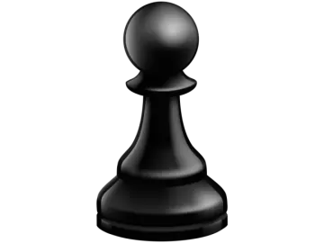 a black chess piece on a white background