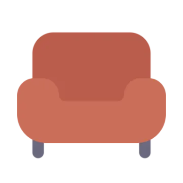 an orange couch with a white background