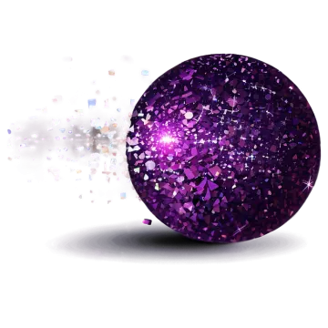 a purple glitter ball on a white background